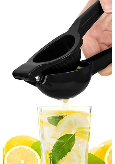 Metal Narenciye Limon Sıkacağı Özel Tasarım Desenli Limon Portakal Sıkacağı - Siyah Siyah