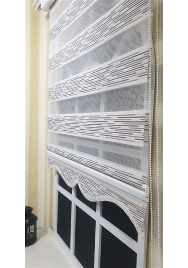Zebra Stor Perde Efektli Etek Dilimli St 033 Ekru