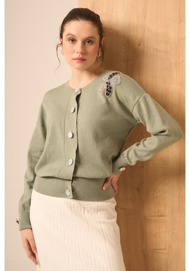 Ftz Women Çiçek Detaylı Hırka Mint 25022 Mint