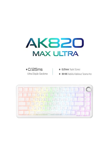 Ak820 Max Ultra 3 Modlu Manyetik Switch Klavye-8+8k Tepkime Süresi-128 K Tarama Hızı Web Driver