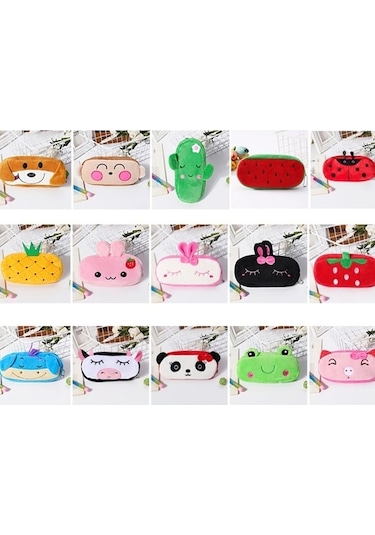 Willowhaven 3 Adet Sevimli Hayvan Peluş Kalem Çantası - 20x10cm - Sarı - Çocuk Kırtasiye Sarı