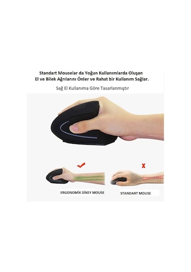Alfalink Kablosuz Ergonomik Dikey Mouse 1600 Dpı 0011