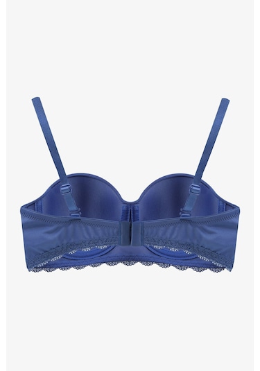 Kadın Dolgusuz Mikro Straplez Sütyen 80516 İndigo İndigo