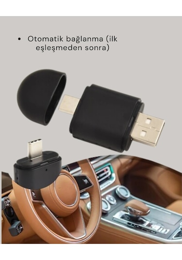Kablosuz Carplay Ve Android Auto Dönüştürücü Usb-a & Type-c Girişli Akıllı Adaptör 1