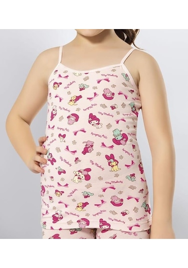 Kota 3405 Kız Çocuk Renkli Desenli İp Askılı Atlet 6 Adet 001