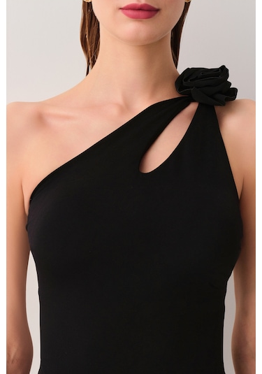 Suwen Rosa Tek Omuz Detaylı Mayo Sb25885012012 Siyah