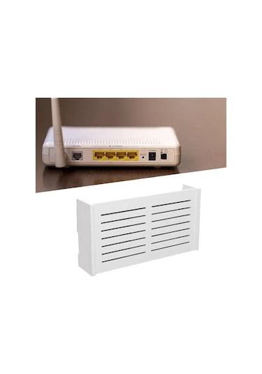 Monyee Küçük Panjurlu Duvar Kurulu Wifi Router Kutusu - Delme Yok Ev Ofis Tv Aleti Saklama Rafı Beyaz