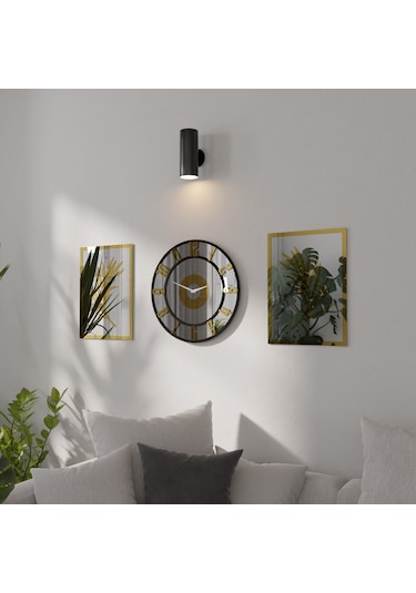 Dekoratif Ayna Pleksili Yaprak Tasarımlı 3 Parça Duvar Saati Gümüş - Altın