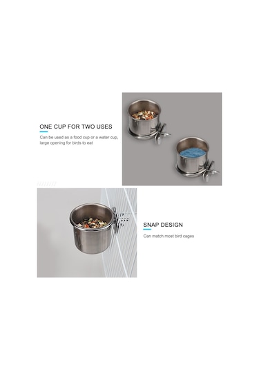 Shineyee Paslanmaz Çelik Kuş Mama Kabı Papağan Besleme Kutusu Kelepçe Tutucu Su Bardağı Mama Kavanozu Kakadu Conure Muhabbet Kuşları Muhabbet Kuşu Papa-39