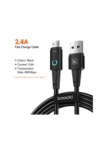 Toocki Usb Yıldırım Kablosu İphone Uyumlu 14 13 12 11 Pro Max 8 7 Artı Led Şarj Micro Black 1m Diğer