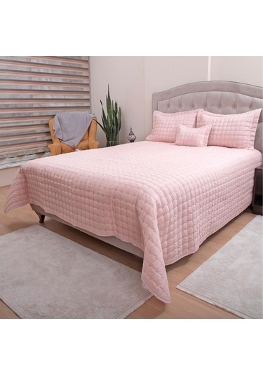 Yıldız Çift Kişilik Kapitoneli Yatak Örtüsü Pudra (447900888) Pudra