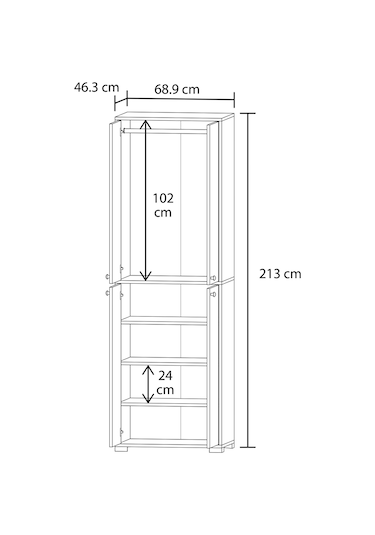 Bükreş No.3 Çok Amaçlı 3 Raflı Askılı Dolap Beyaz