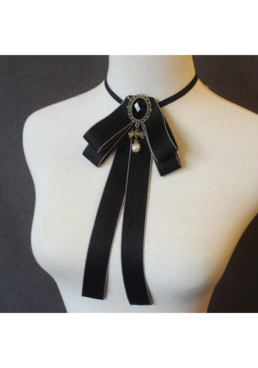 Homyl Şerit Papyon Broş Boyun Kravat Kokteyller Parti Mezuniyet Siyah