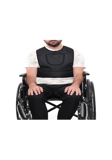 Tekerlekli Sandalye Için Yelek Tipi Destekli Emniyet Kemeri Siyah