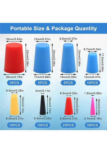 Xurunkeji 110 Adet Silikon Kauçuk Konik Tıpa, Delik Tıkaçları İçin Yüksek Sıcaklığa Dayanıklı Kauçuk Tıpalar, Püskürtme, Püskürtme,