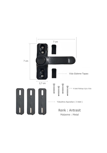 Pvc Pencere Emniyet Çocuk Güvenlik Kilidi Düğmeli Metal Antrasit