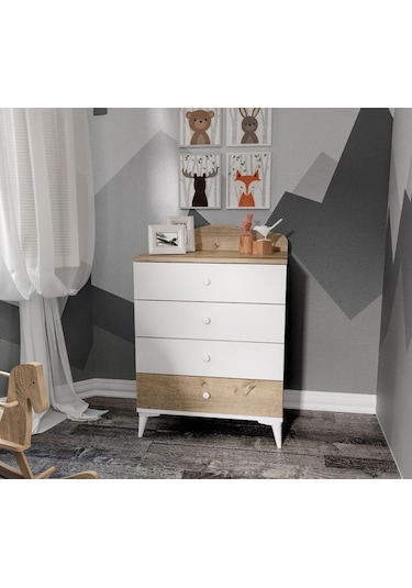 Baby Darling Sansa Şifonyer Meşe %100 Mdf