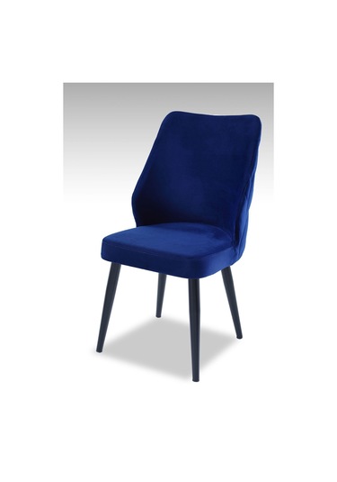 Puffy Sandalye - Babyface Mavi - Metal Siyah Ayak 4 Adet - Salon Sandalyesi / Mutfak Sandalyesi Saks Mavi