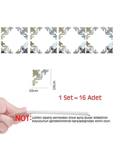 Yaprak-motif Desenli Pleksi Köşe Ayna Silver Diğer