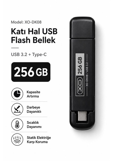 256 Gb Katı Hal Usb Bellek Usb 3.2 + Type-c Çift Girişli Taşınabilir Flash Bellek Telefonda Bilgisayara Aktarma Yüksek Hızlı Dayanıklı Ve Çok Korumalı Ssd Korumalı Darbeye Dayanıklı Anti Manyetik Gri