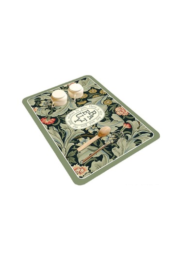 Yuntech01 Siyah Gümüşev Kireçtaşı Mutfak Lavabo Su Emici Mat - Isı Yalıtımı, Anti Kayma, 50x80 Cm - Kahve Makinesi, Masaüstü Koruması