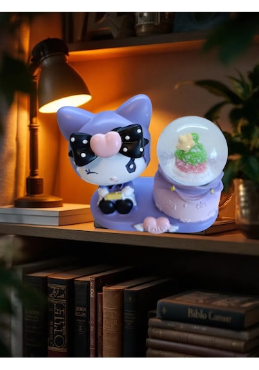 Kuromi, Tom Ve Hello Kitty Figürlü 4'lü Kar Küresi Seti Sevimli Hediyelik 001