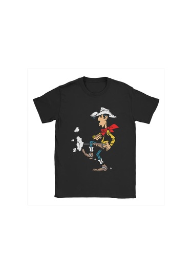 Snapbuyerkekler Şanslı Luke Karikatür Pamuklu Kısa Kollu O Boyun T-shirt 4xl 5xlblack Black