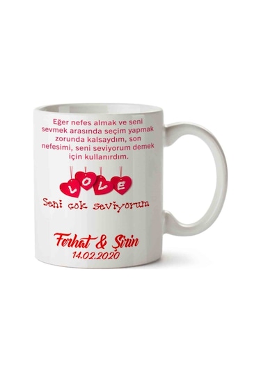 Son Nefesimi Senin Için Sevgililer Günü Kupa Bardak Çok Renkli
