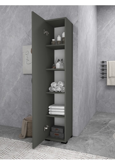 Irmak Mobilya Tek Kapaklı 5 Raflı Safir Renkli Çok Amaçlı Banyo M