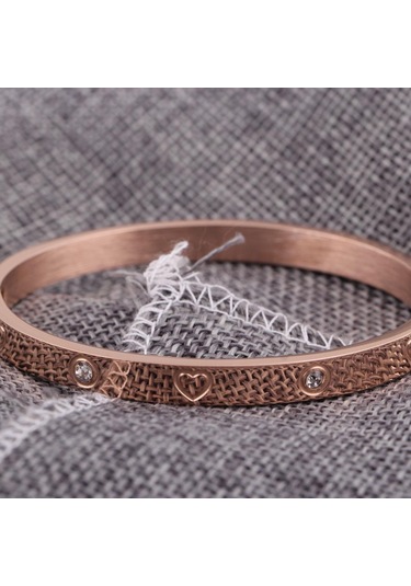 Rose Gold Basit Moda Titanyum Çelik Üç Renkli Gül Altın Paslanmaz Çelik Bilezik 304 Titanyum Çelik Aşk Bileklik Rose Gold
