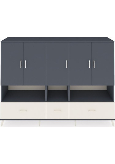 Hyperion Dolap 12 Raflı 3 Çekmeceli 5 Kapaklı 220x44x163 Antrasit Antrasit-antrasit/aytaşı