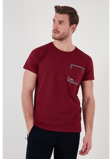Buratti Bisiklet Yaka Pamuklu Slim Fit Erkek T Shirt 541Rework Bordo