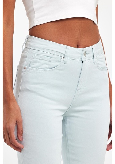 Explode - Kadın Buz Mavi Likralı 5 Cep Flare Pantolon-buz Mavi Buz Mavi