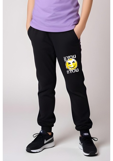 Be You Emoji Baskılı Kız Çocuk Tişört Ve Eşofman Alt-üst Takım Lila