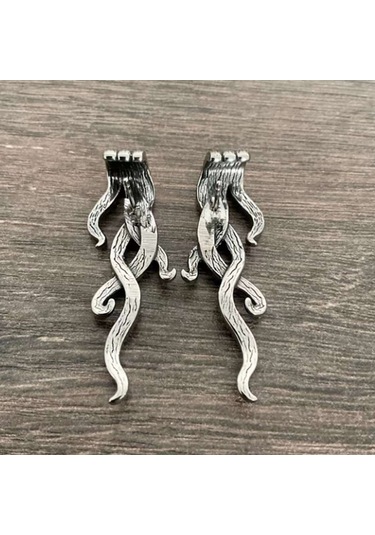 Ahtapot Dokunaç Hayvan Abartılı Küpeler Kadın Modası Retro Alaşımlı Küpeler Antik Gümüş