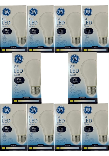 General Electric 8w 2700k Sarı Işık E27 Duylu Led Cam Ampul 10 Adet