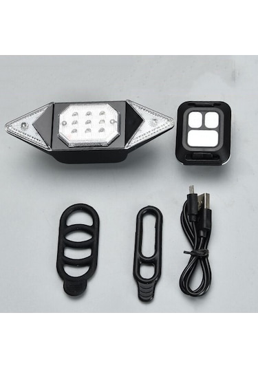 Lemestar Usb Şarjlı Bisiklet Yön Işığı - Uzaktan Kumandalı Led Flaş, Ipx2 Su Geçirmez, 500mah Pil, Kolay Kurulum Kırmızı