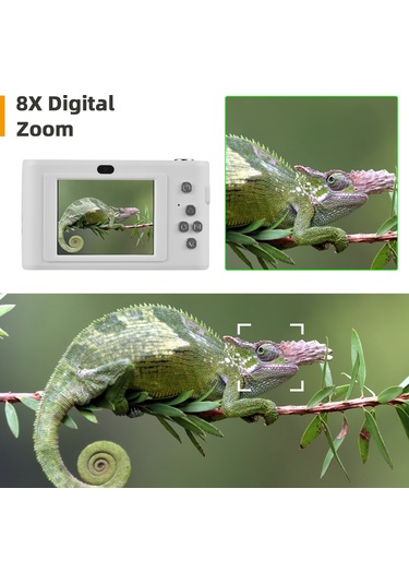 Springsun Beyaz Dijital Kamera 1080p Video 50mp Fotoğraf 2.4 İnç Ekran 8x Zuma 650mah Pil 32gb Tf Kartlı Çift Lens Içten Flaş