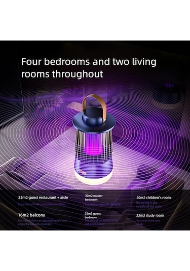 Xuweiwei Siyah Yüksek Verimli Sessiz Usb Şarjlı 1200mah Pil Böcek Haşere Kontrolü İç Dış Mekan Kullanım