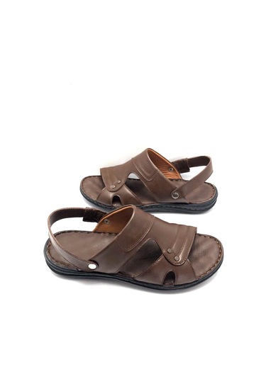Deritarz Hakiki Deri Tam Ortopedik Masajlı Kahve Erkek Sandalet Kahverengi