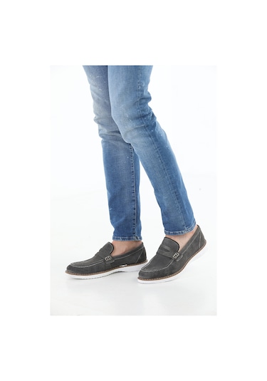 M.Karaca Hakiki Süet Deri Ortopedik Taban Erkek Ayakkabı GRİ
