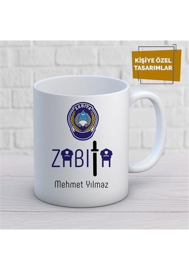 Kişiye Özel İsim Yazılabilir Zabıta Kupa Bardak Çok Renkli