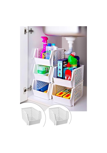 Bayev 5 Katlı Ayrılabilir Banyo Mutfak Rafı Toparlayıcı Buzdolabı Organizeri Beyaz