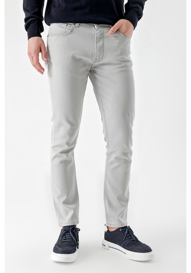 Erkek Gri Mevsimlik Pamuk 5 Cep Slim Fit Jean Pantolon 25ms003008100 Gri Gri