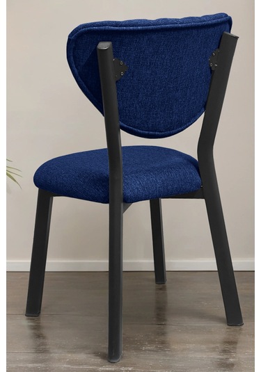 Nemeron Mutfak Masa Sandalyesi Kafe Restoran Yemek Odası Çizgili Yarmalı Sandalye Silinebilir - Lacivert Lacivert