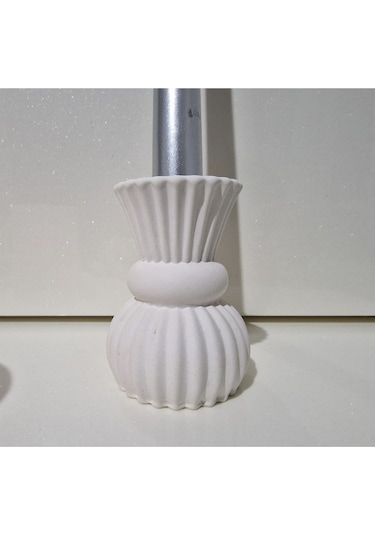 El Yapımı Boğumlu Alçı Şamdan Mumluk Ham, Boyasız