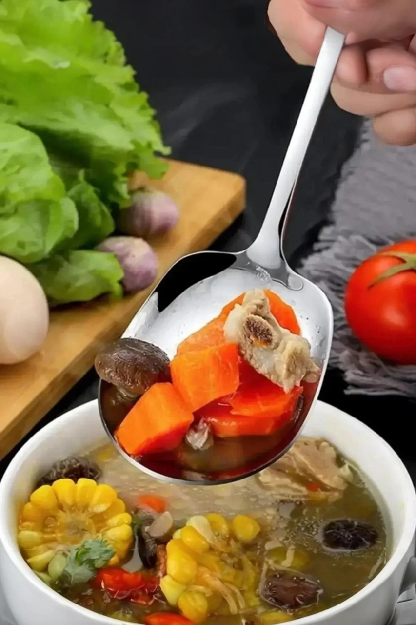 Paslanmaz Çelik Mini Servis Kaşığı 20 Cm Salata Tatlı Yemek Servis Kaşığı Çelik
