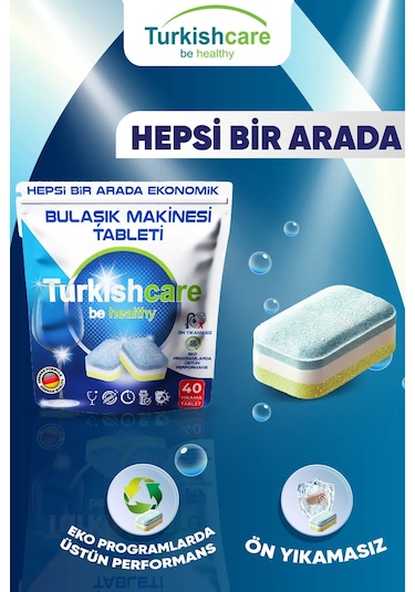 Turkishcare Premium Bulaşık Makinesi Deterjanı 40 Tablet