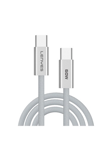 Lenyes Lc551 Type-c To Type-c Pd Örgü Tasarımlı Hızlı Şarj Özellikli Şarj Kablosu 60w 1m Beyaz Beyaz