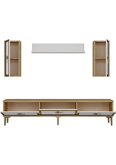 Tvr1801db - Tuna Tv Ünitesi Safirmeşe-beyaz Gold 180cm Safirmeşe - Beyaz